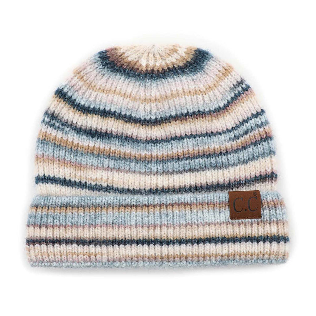 C.C Stripe Color Block Cuff Beanie