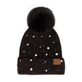C.C Pearl & Rhinestone Pom Cuff Beanie