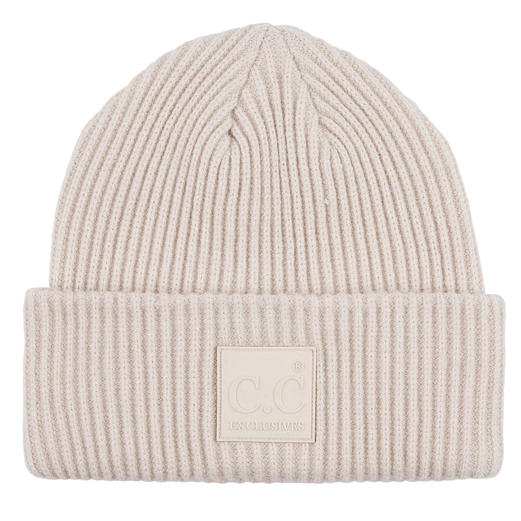 C.C Solid Ribbed Knit Cuff Beanie
