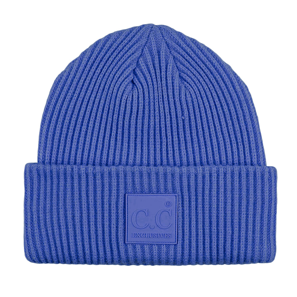 C.C Solid Ribbed Knit Cuff Beanie