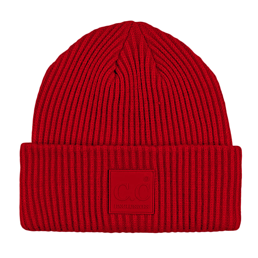 C.C Solid Ribbed Knit Cuff Beanie