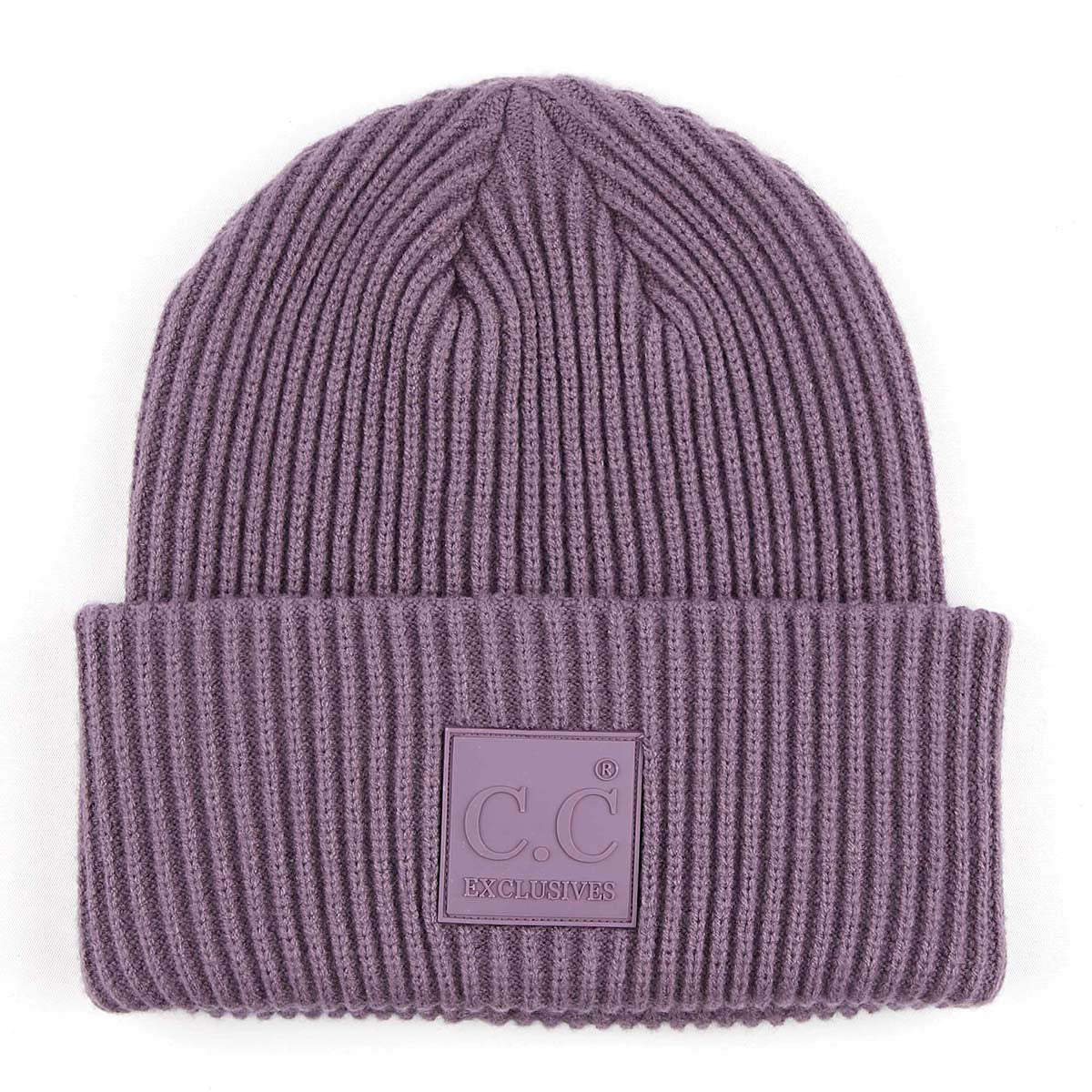 C.C Solid Ribbed Knit Cuff Beanie