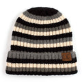 C.C Multi Color Striped Ribbed Knit Cuff Beanie