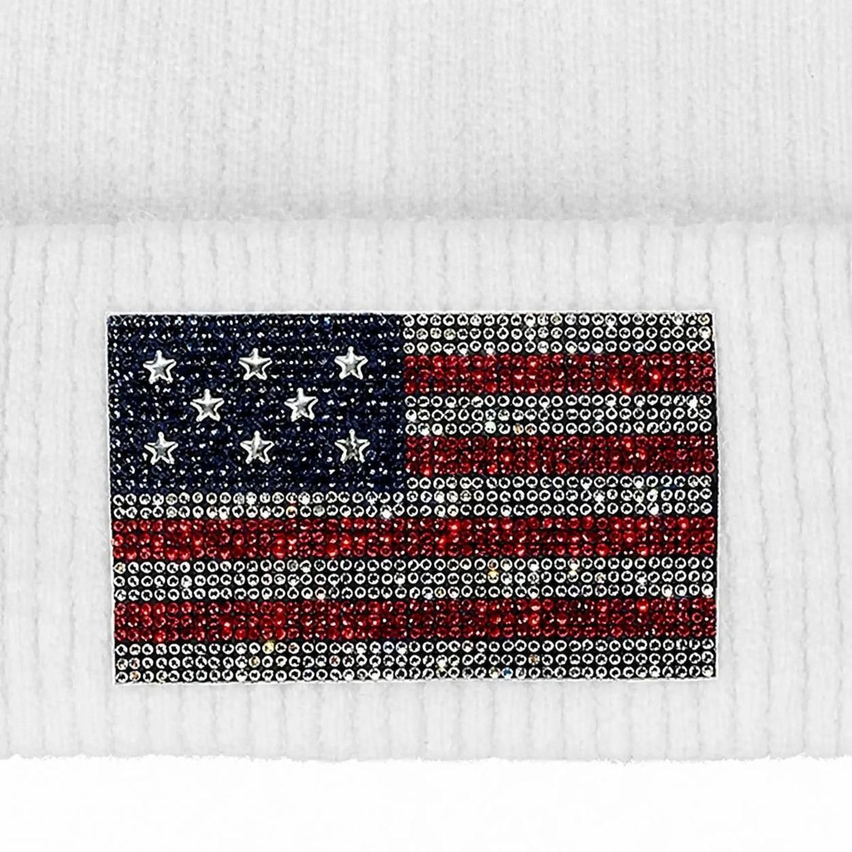 C.C Recycled Rhinestone American Flag Cuff Beanie