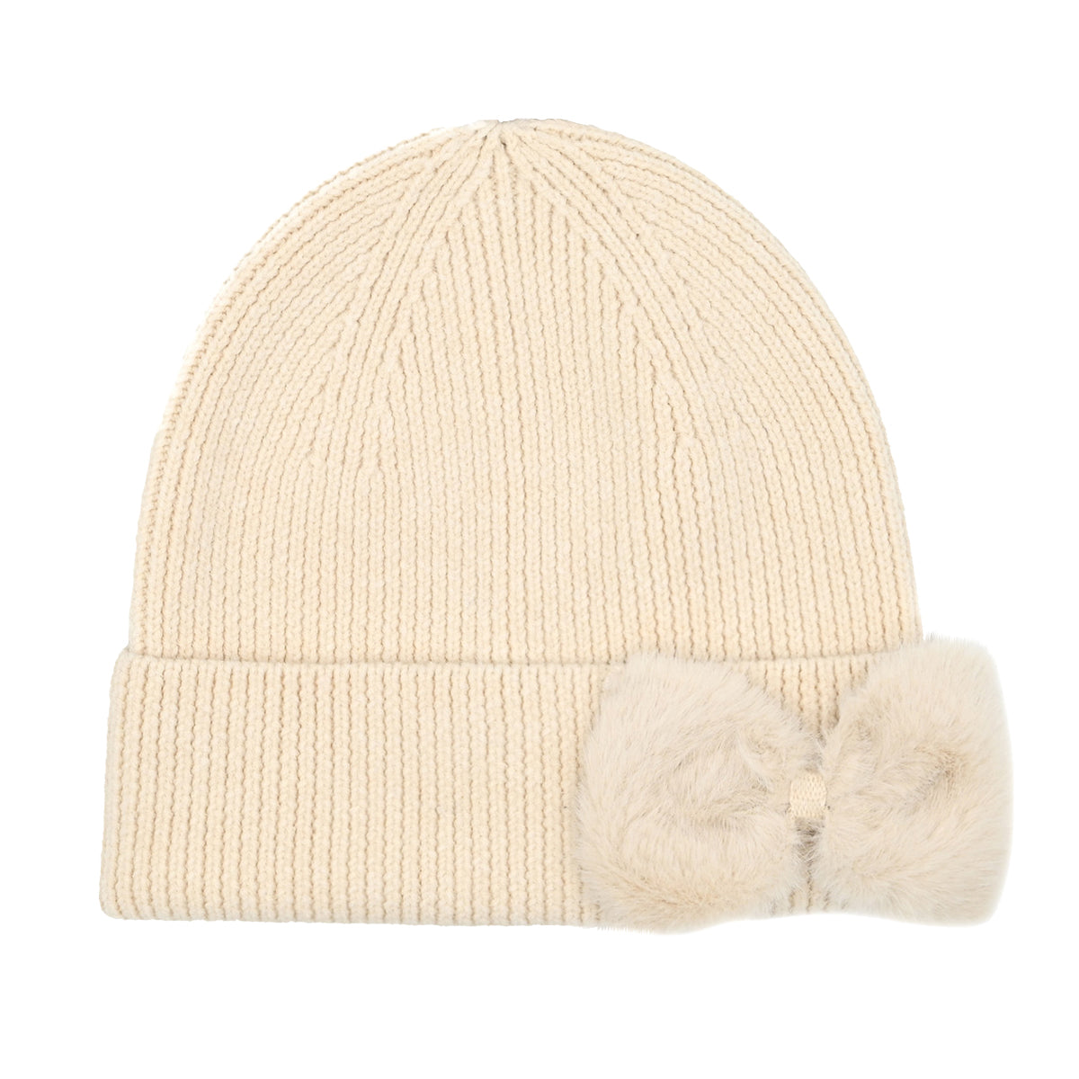 C.C Faux Fur Ribbon Cuff Beanie