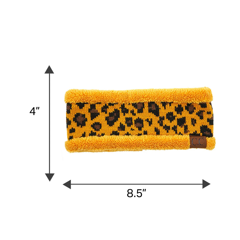 C.C Leopard Fuzzy Lining Headband