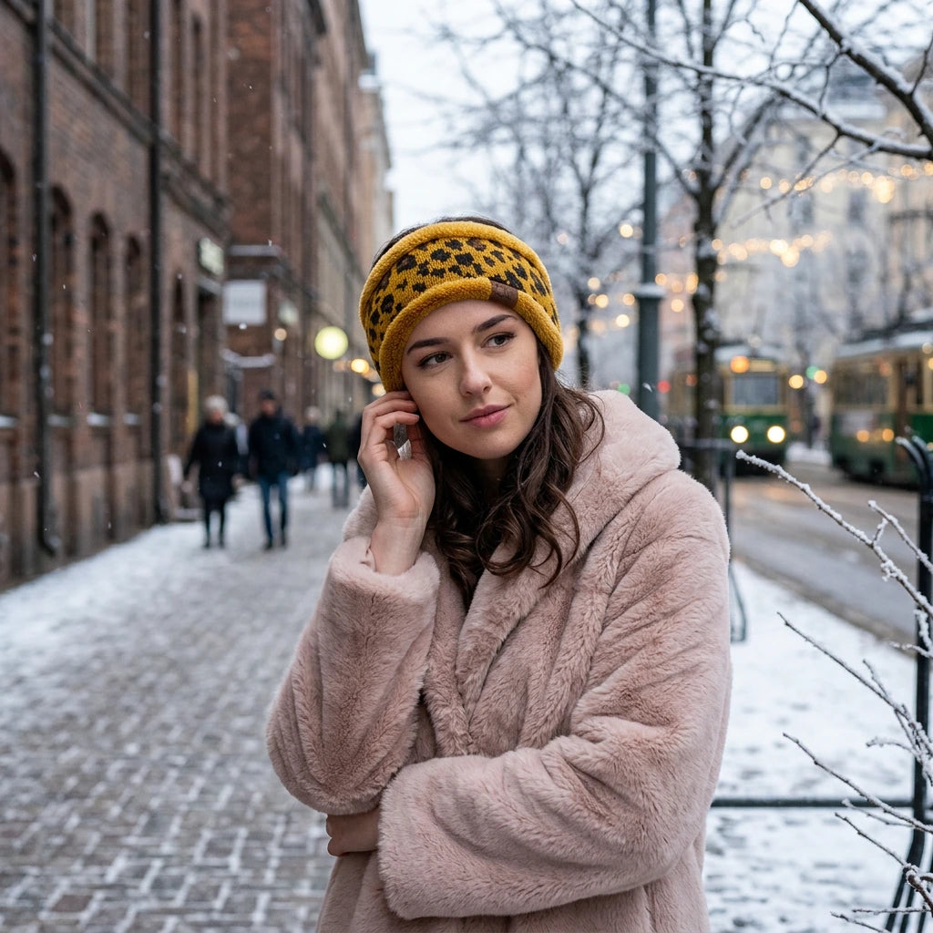 C.C Leopard Fuzzy Lining Headband
