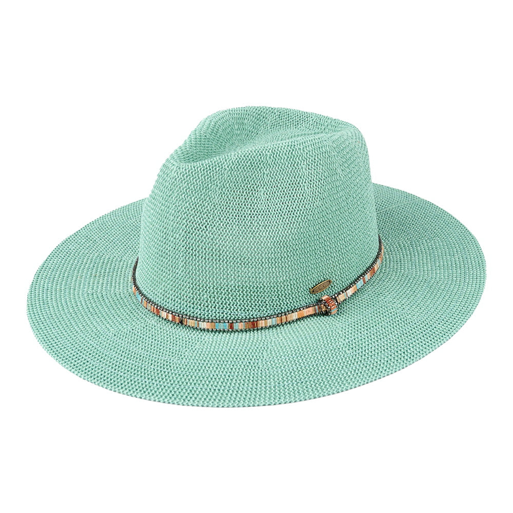 C.C Thread & Rhinestone Band Panama Hat