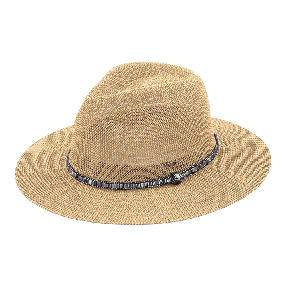 C.C Thread & Rhinestone Band Panama Hat