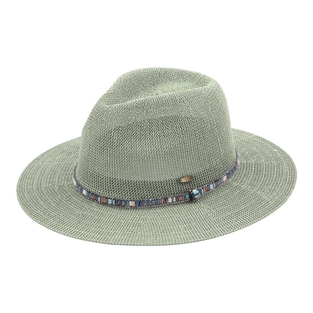 C.C Thread & Rhinestone Band Panama Hat