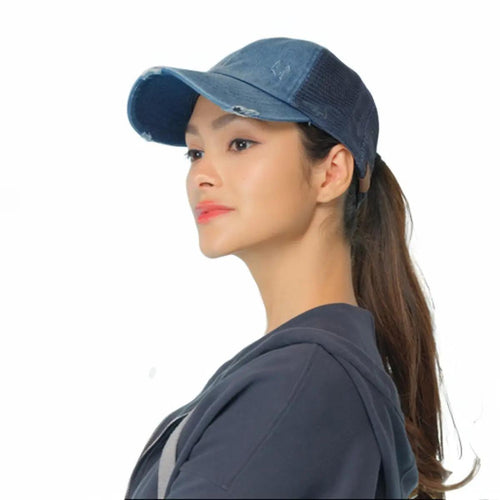 Adjustable Criss-cross Distressed Denim for Women