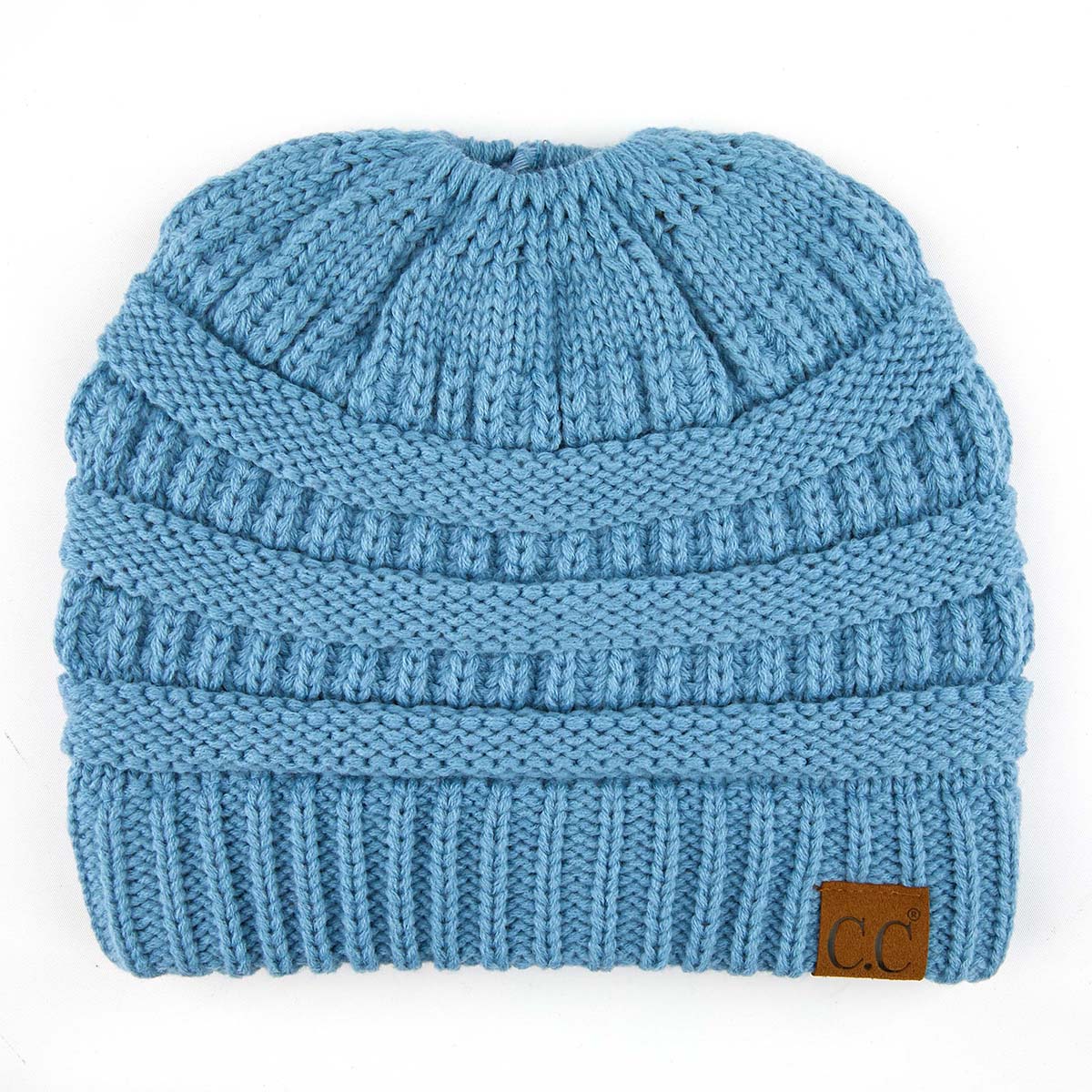 C.C Ribbed Cable Knit Ponytail Beanie
