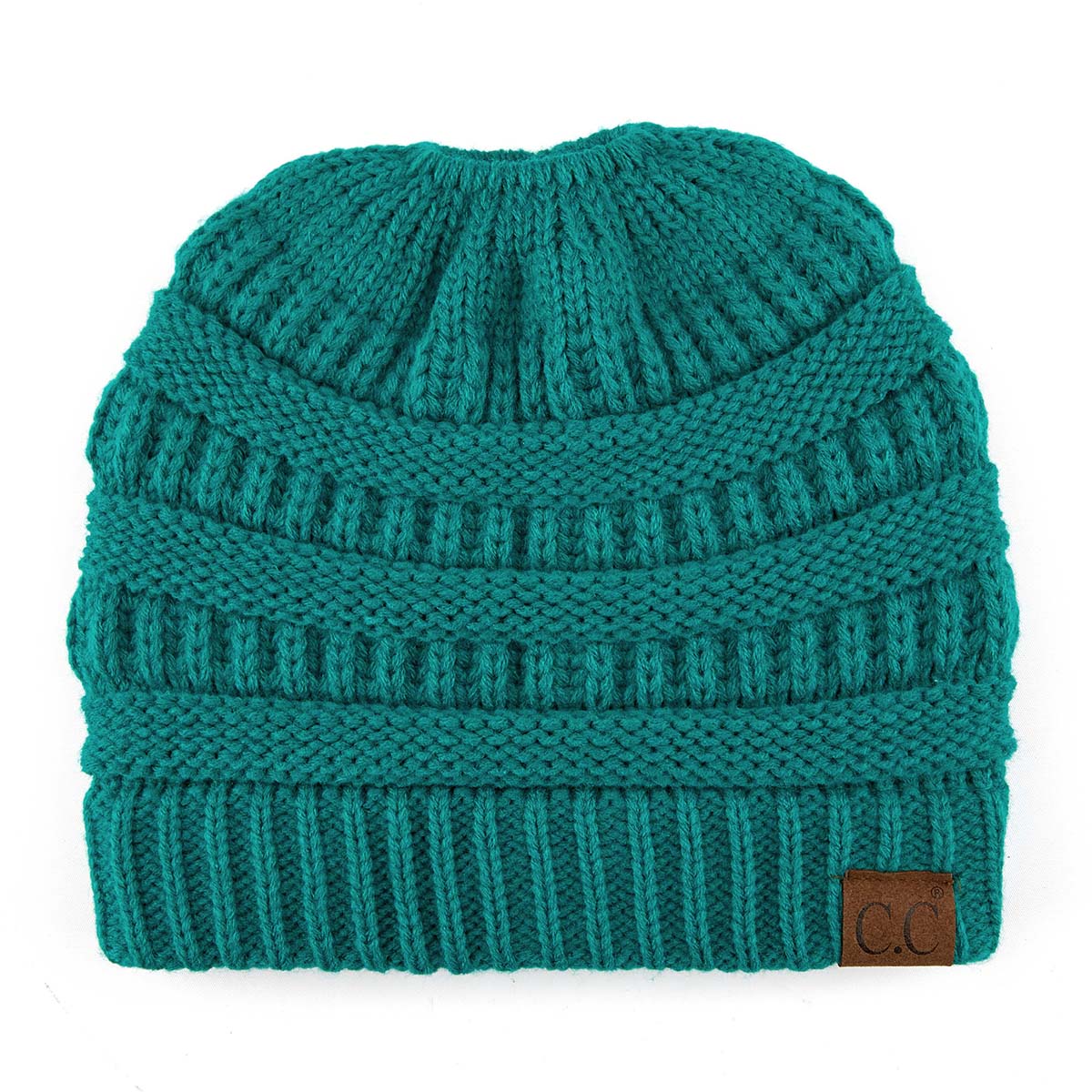 C.C Ribbed Cable Knit Ponytail Beanie