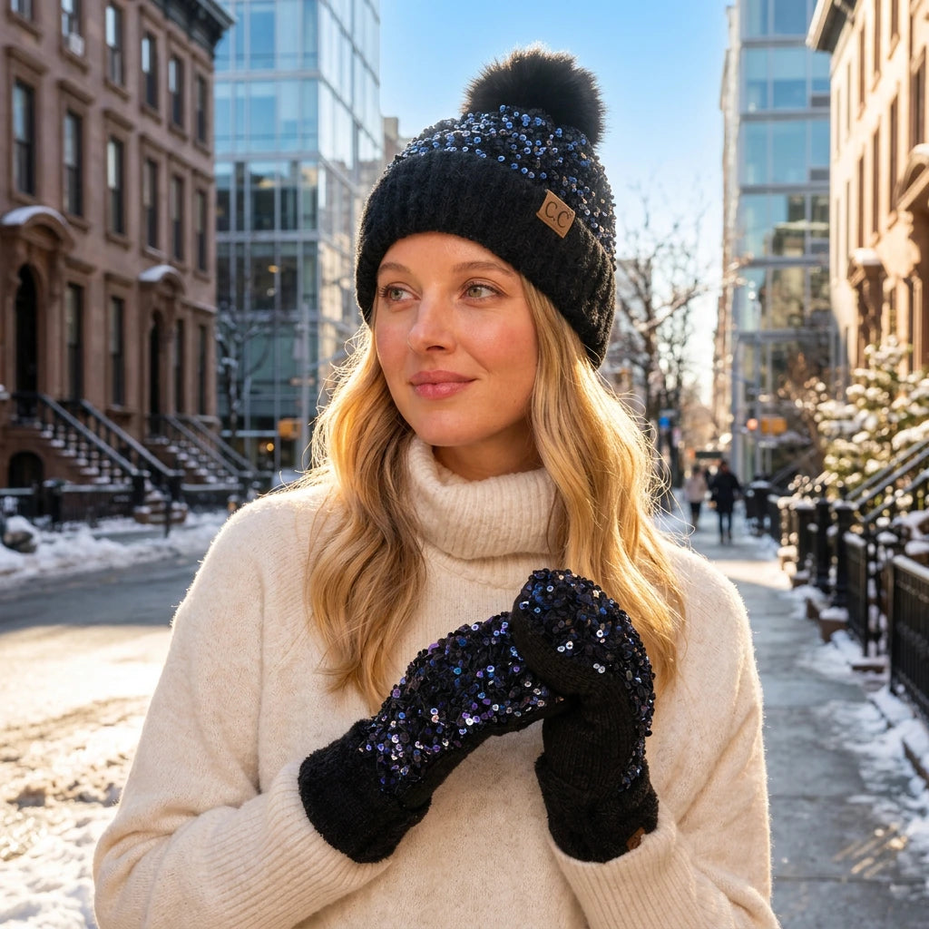 C.C Sequin Mittens