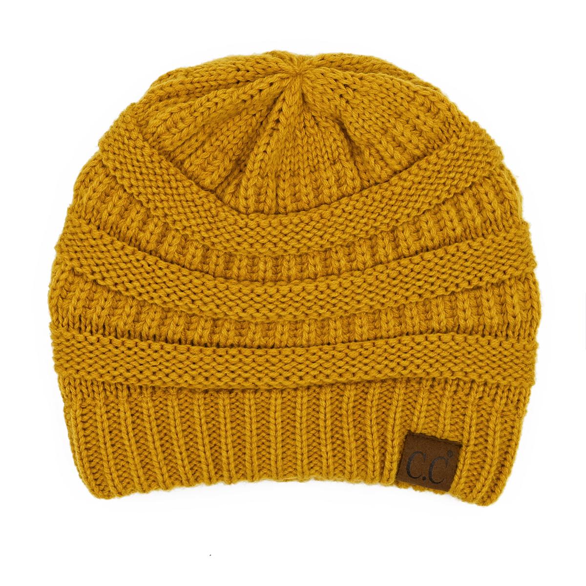 C.C Ribbed Knit Beanie with Ultra-Soft Fuzzy Lining