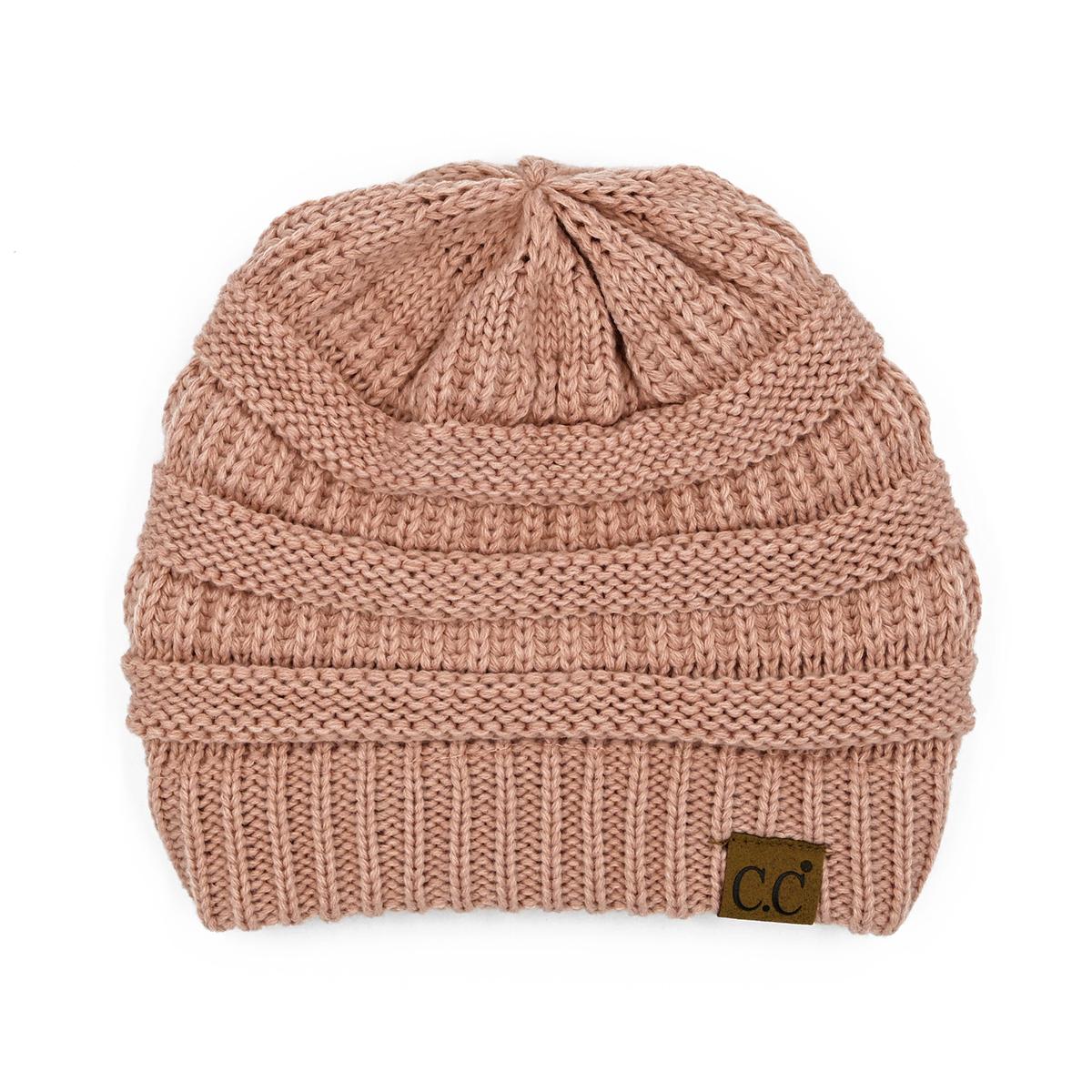 C.C Ribbed Knit Beanie with Ultra-Soft Fuzzy Lining