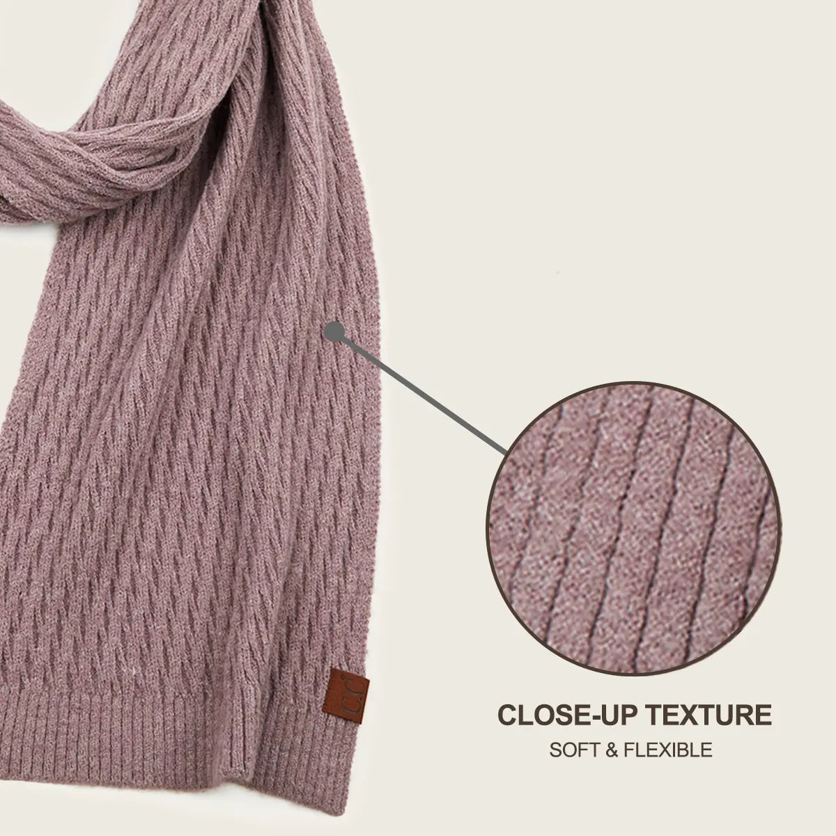 C.C Honeycomb Pattern Knit Scarf