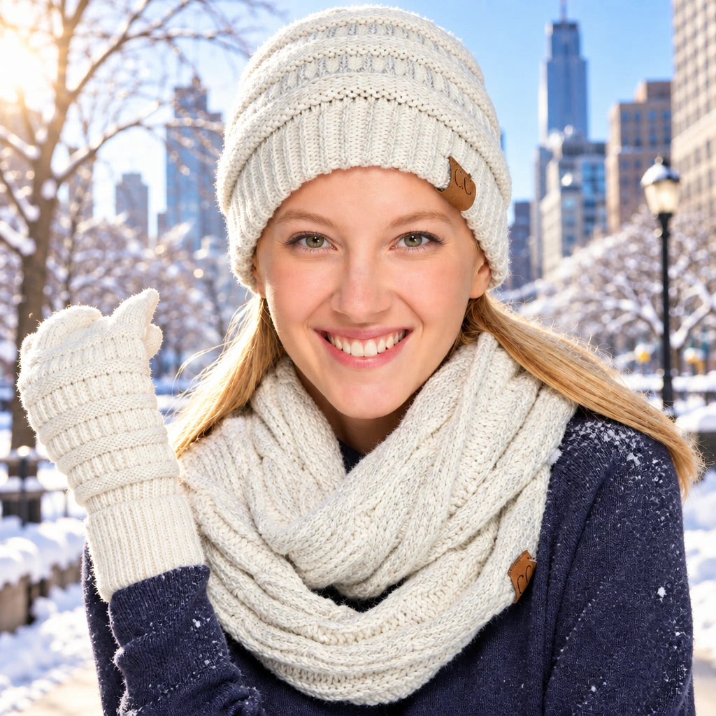 C.C Metallic Cable Knit Infinity Scarf