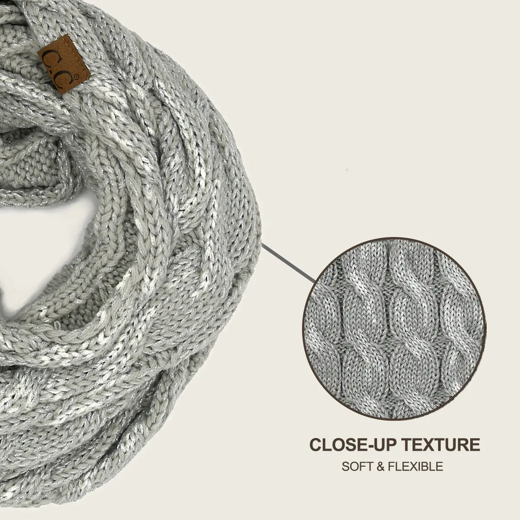 C.C Metallic Cable Knit Infinity Scarf