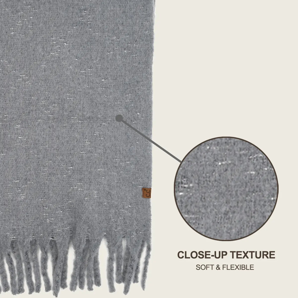 C.C Solid Woven Lurex Fringe Scarf