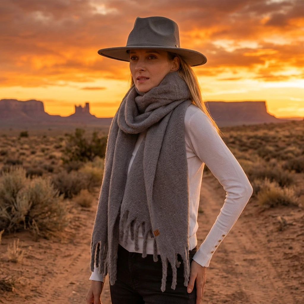 C.C Solid Woven Lurex Fringe Scarf