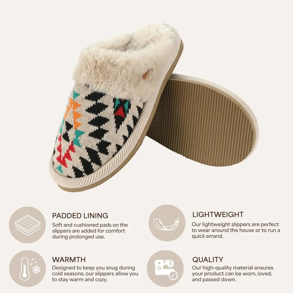 Slipper with geometric pattern on a white background