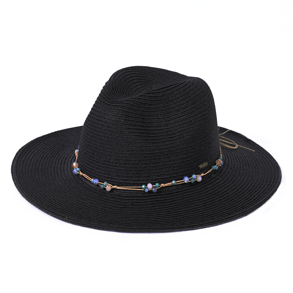 C.C Glass Bead Trim Band Panama Hat