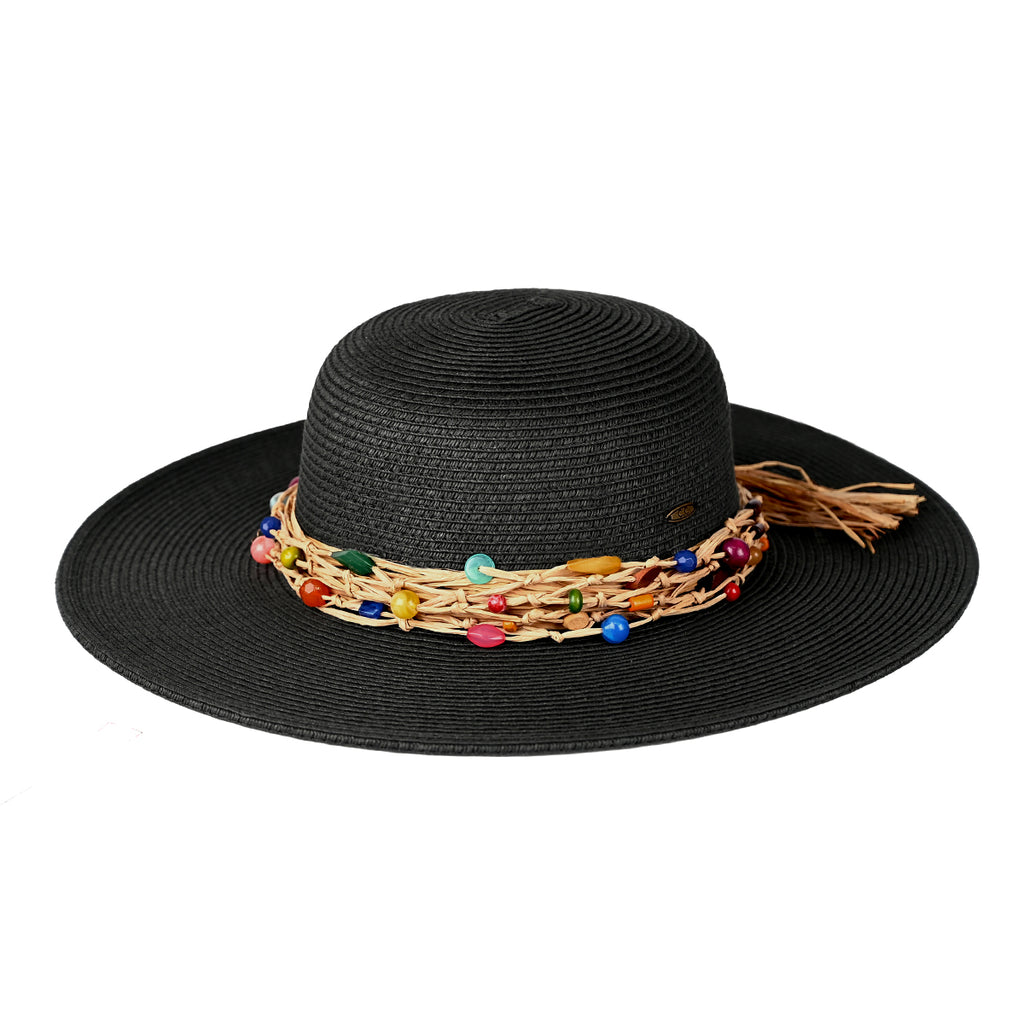 C.C Wide Brim Beaded Trim Sun Hat