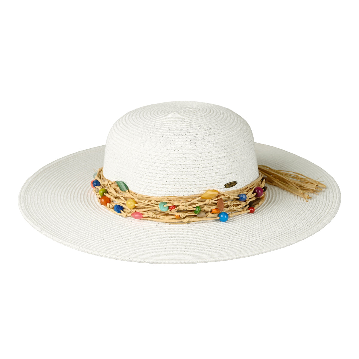 C.C Wide Brim Beaded Trim Sun Hat