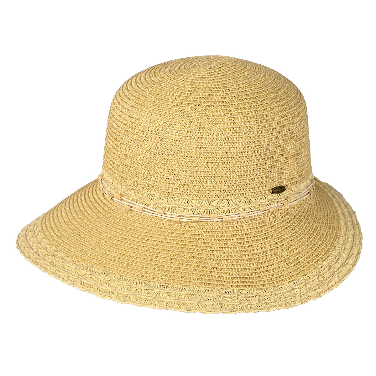 C.C Wood Embellishment String Band Cloche Hat