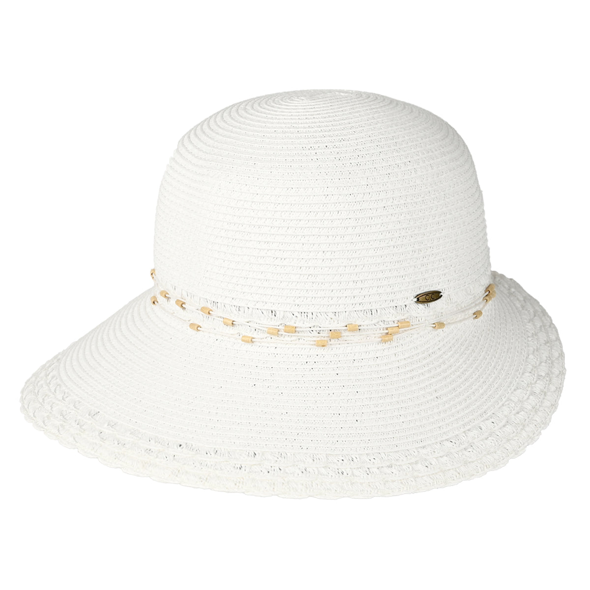 C.C Wood Embellishment String Band Cloche Hat