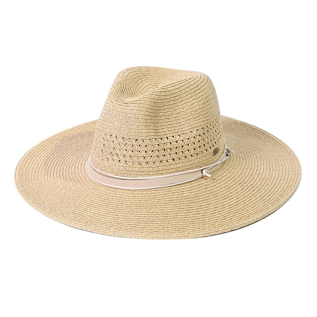 C.C Braid Paper Panama Hat with Band Details for Women verified  bonafide fedora straw