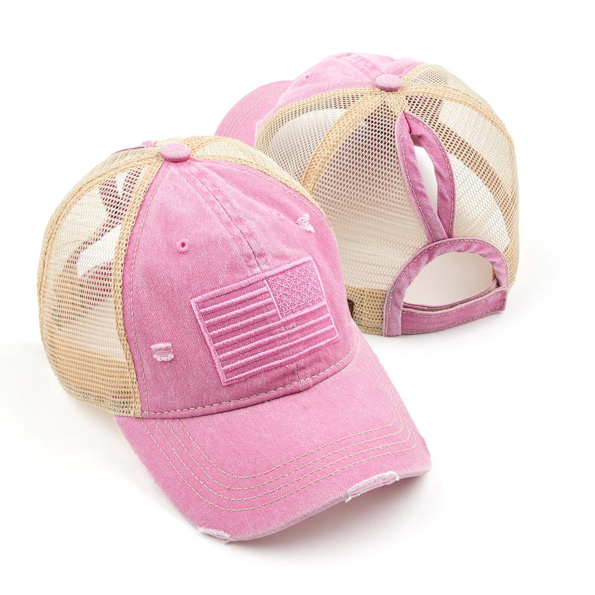 Adjustable Tone & Tone USA Embroidery Flag Pony Cap