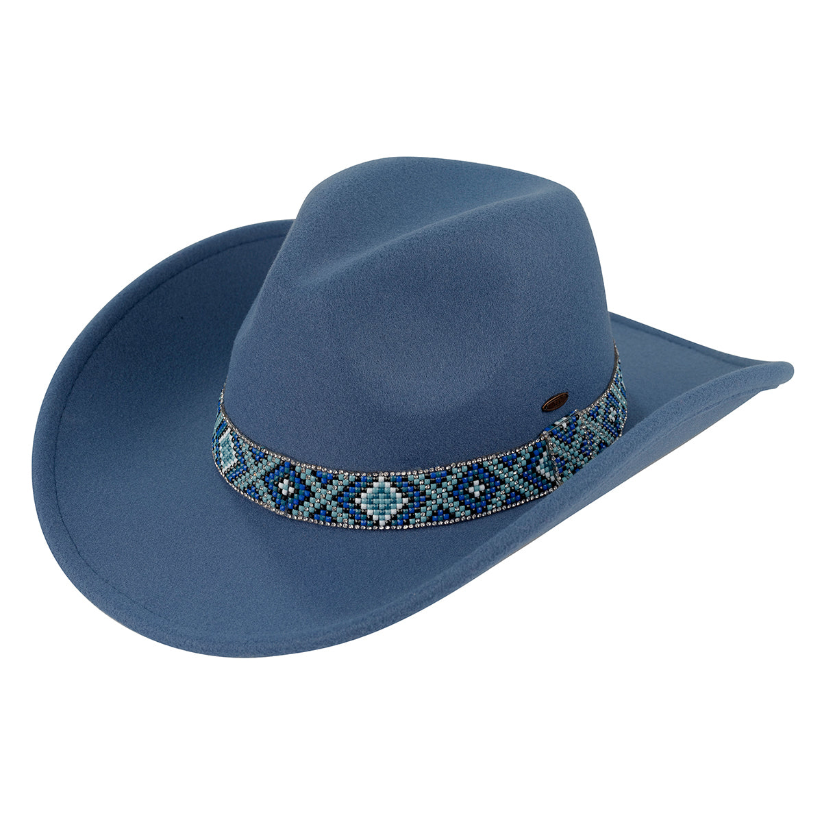 C.C Vegan Felt Aztec Beads Cowboy Hat