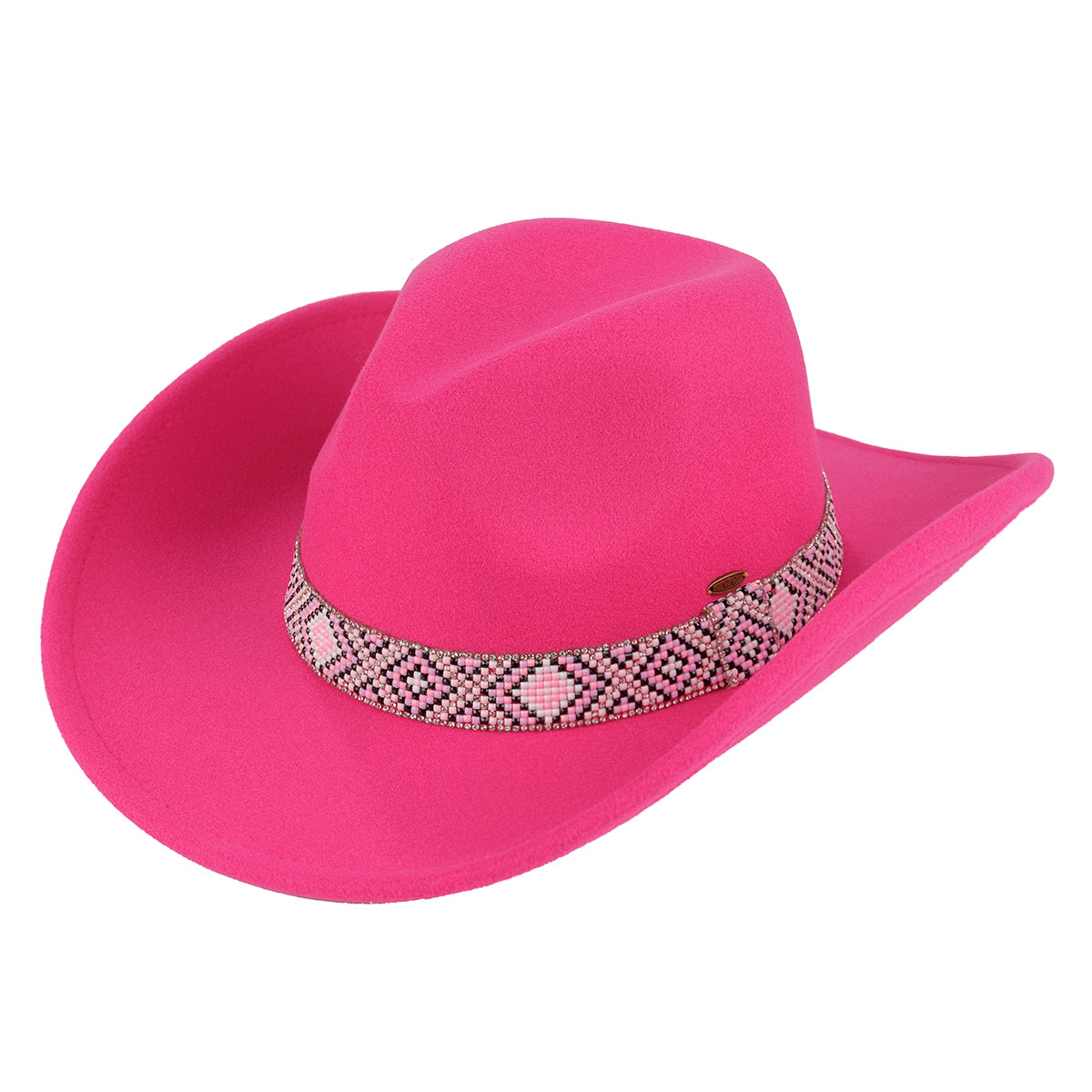 C.C Vegan Felt Aztec Beads Cowboy Hat