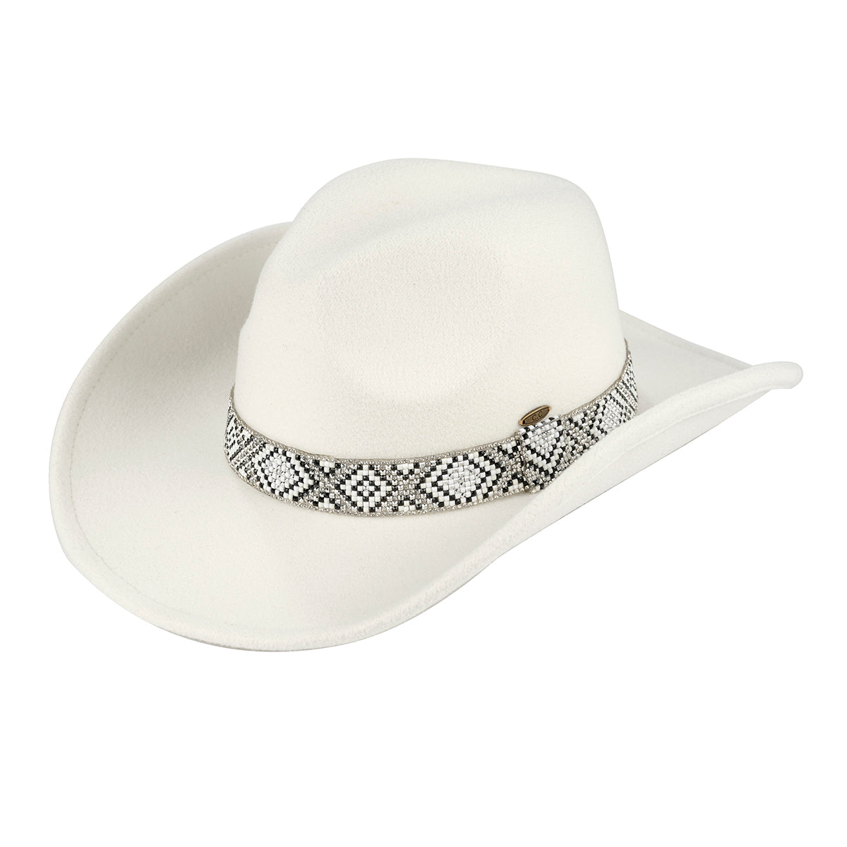 C.C Vegan Felt Aztec Beads Cowboy Hat