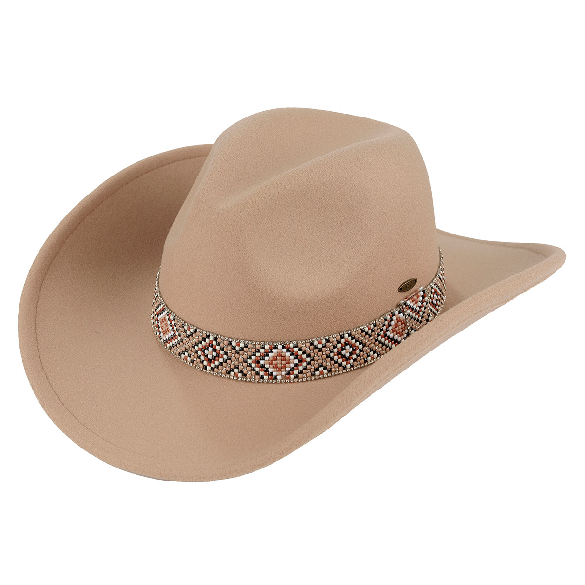 C.C Vegan Felt Aztec Beads Cowboy Hat