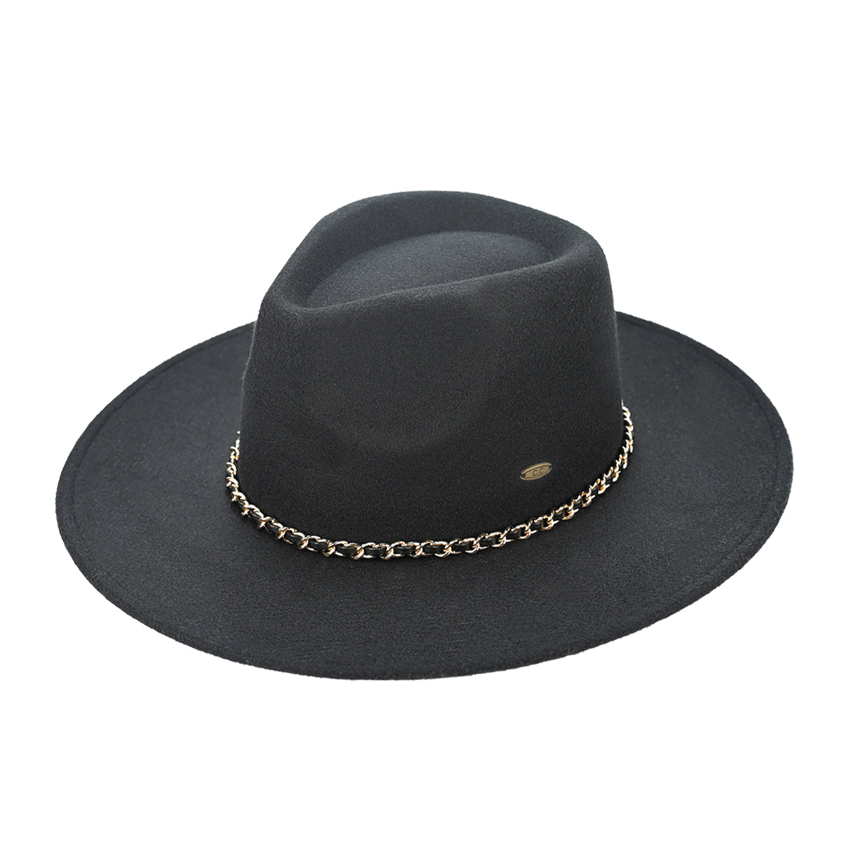 C.C Chain Trim Vegan Felt Panama Hat – Chic Wide Brim Hat