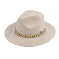 C.C Chain Trim Vegan Felt Panama Hat – Heather Wide Brim Hat