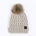 C.C Crossover Stitch Cuff Pom Beanie – Women's Lattice Knit Hat