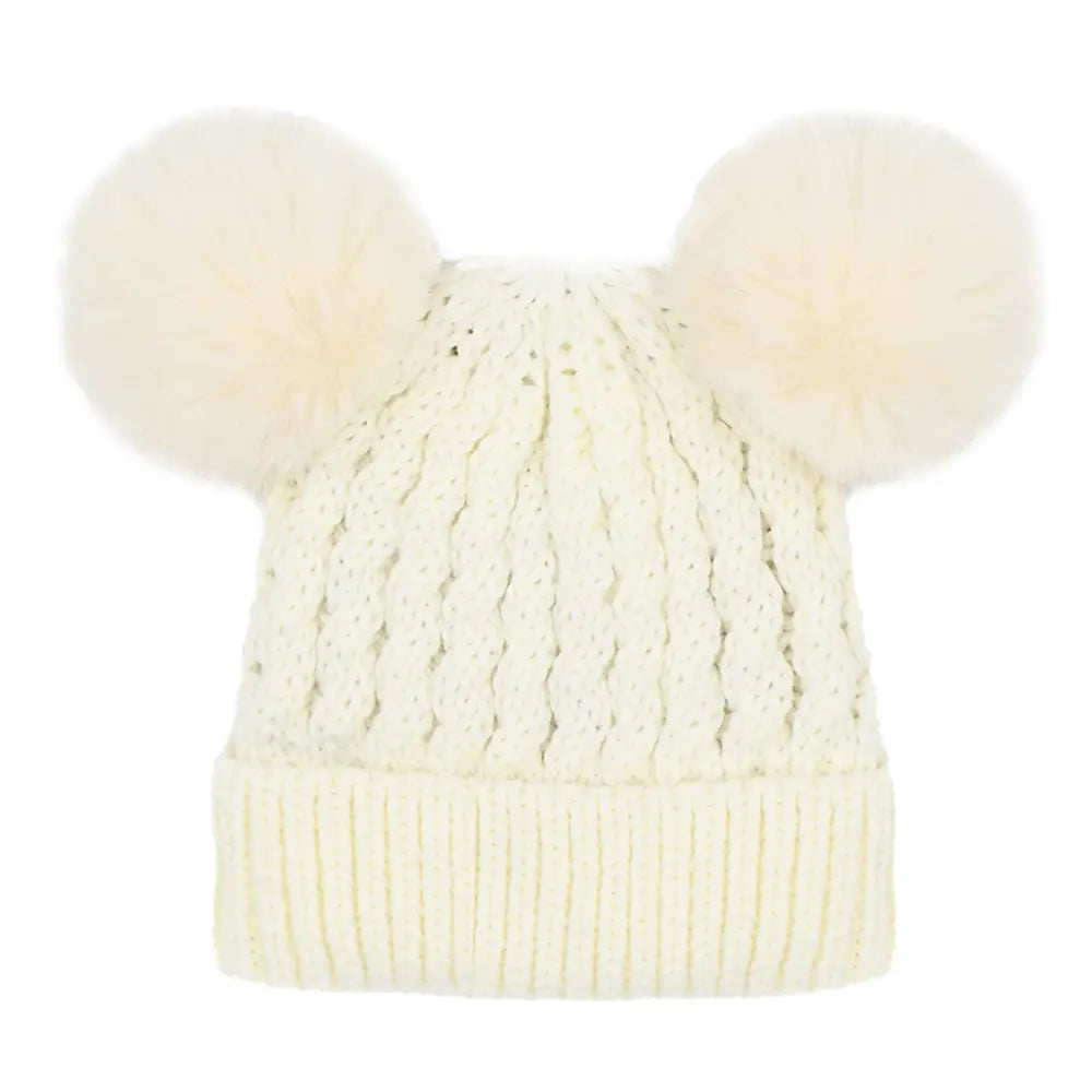C.C Cable Knit Double Pom Beanie
