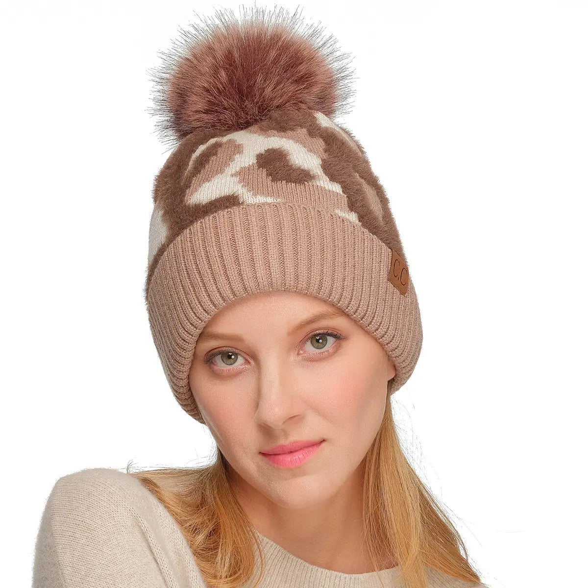 C.C Abstract Camo Pom Cuff Beanie