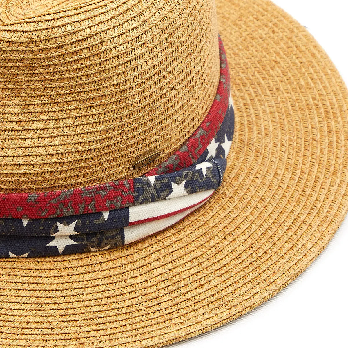 C.C American Flag Print Trim Panama Hat