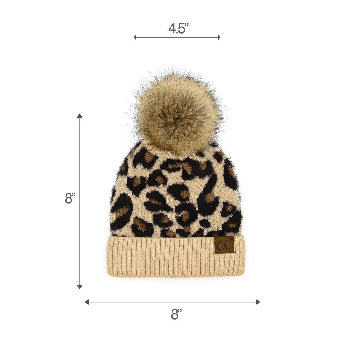 C.C Leopard Print Pom Beanie