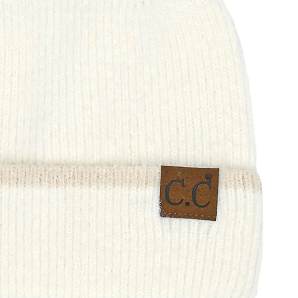 C.C Feather Yarn Cuff Beanie
