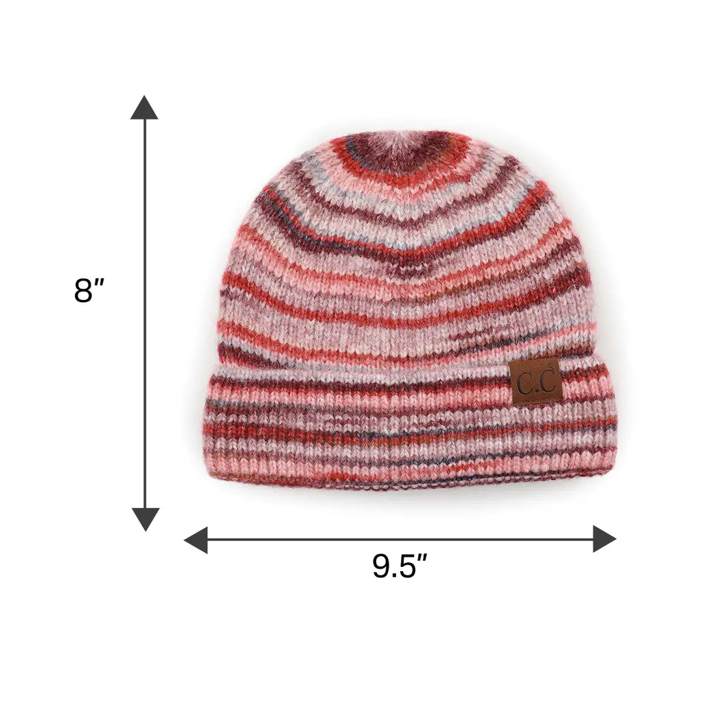 C.C Stripe Color Block Cuff Beanie