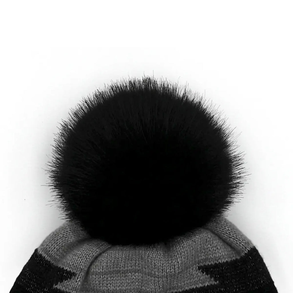C.C Aztec Pattern Cuff Pom Beanie – Boho Geometric Knit Hat