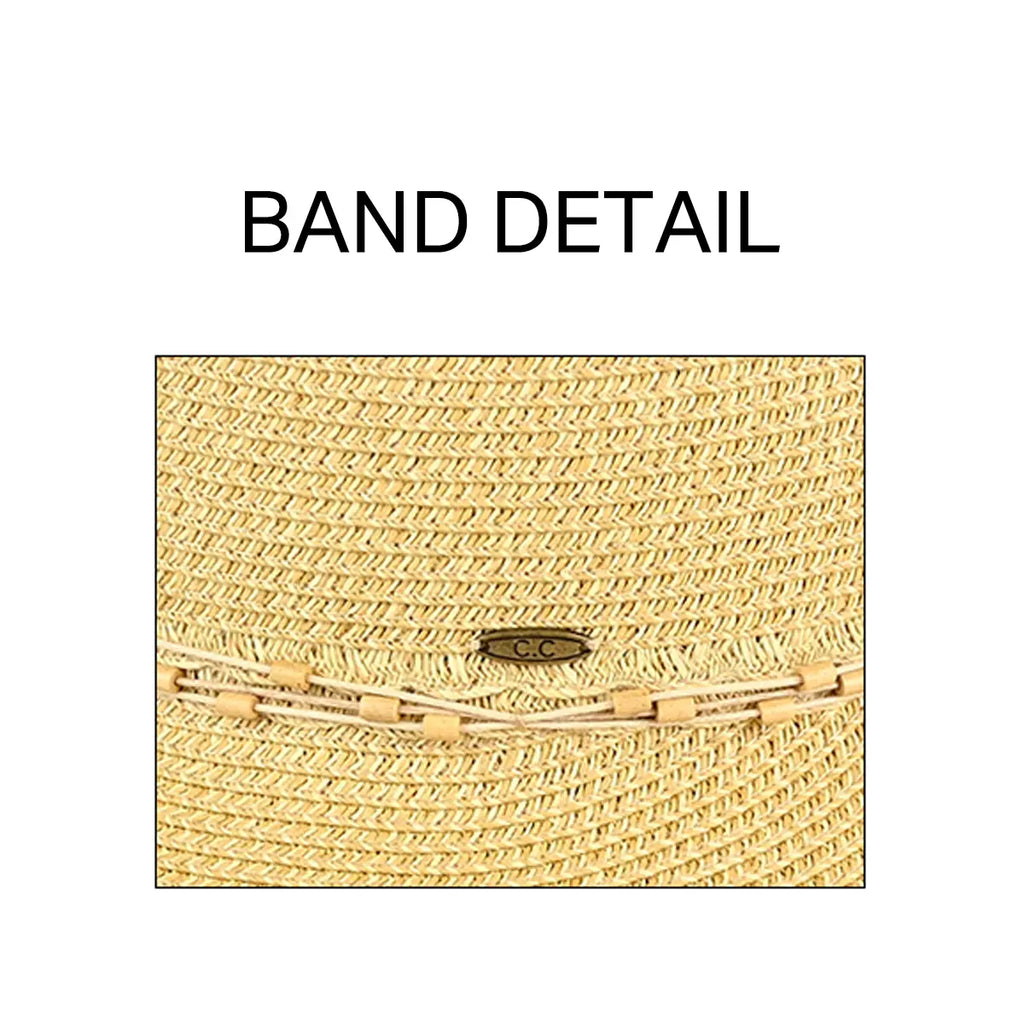 C.C Wood Embellishment String Band Cloche Hat