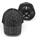 C.C Flower Embroidery Criss-Cross Ponytail Baseball Cap
