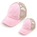 C.C Distressed Criss-Cross Ponytail Hat Mommy & Me Bundle
